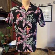 Vintage Paradise Found Hawaiian Aloha Shirt Small 38 Parrot Macaw Made In Hawaii