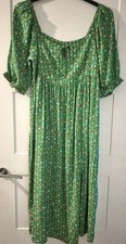 Size 14 Nobody’s Child Green Milkmaid Style Dress Spring Summer Holiday