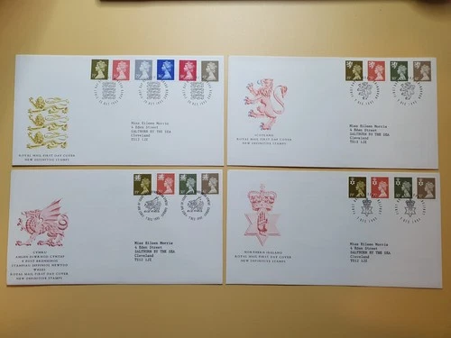 1993 ENGLAND SCOTLAND WALES NORTHERN IRELAND SET OF 4 REGIONAL FDCS #3339