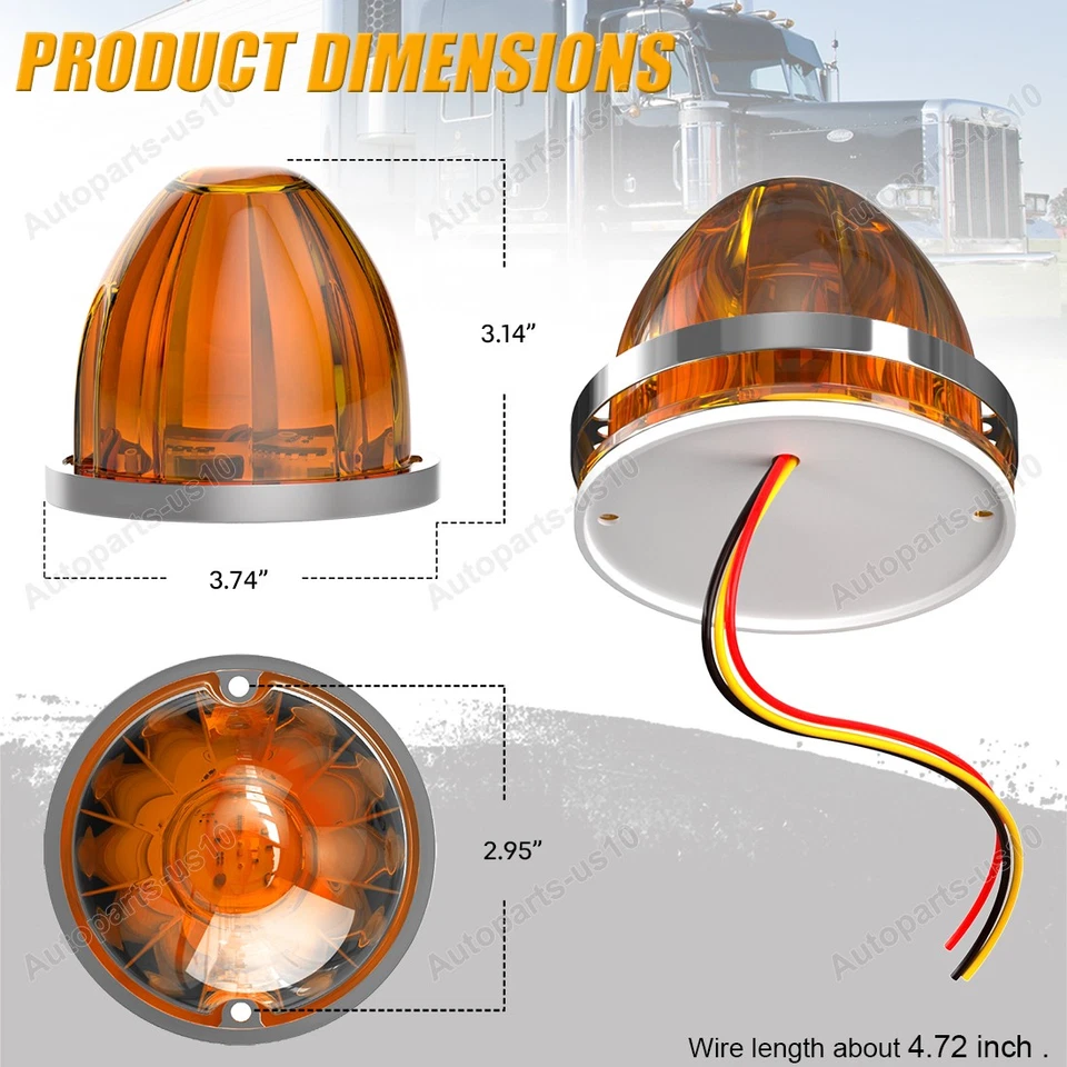 Luz estroboscópica estable + sandía ámbar 4 piezas para Kenworth Peterbilt Freightliner Foto 4 de 4