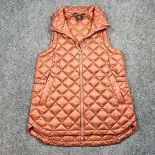Athleta Puffer Vest Womens Medium Orange Quilted Sleeveless Lightweight Full Zip