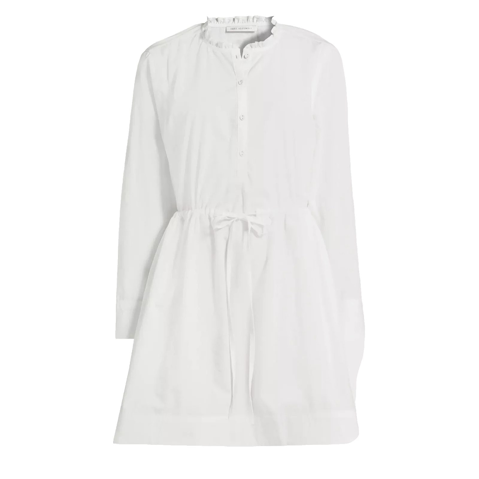 M Free Assembly Womens Ruffle Neck Mini Dress MEDIUM White New
