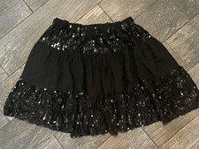 Vintage Jackelen Black Sequin Skirt A Line Layered Dance Costume
