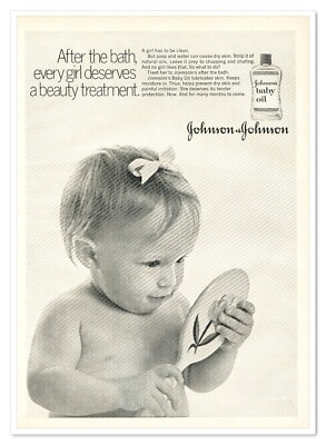 Johnson's Baby Oil J&J Girl After the Bath Vintage 1968 Full-Page Magazine Ad