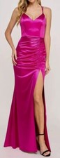 City Studio Women's Junior's Pink Satin Cross-Strap Mesh Gown Dress Size 0