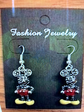 Disney "Classic Mickey" Deluxe 3D/Gem Stones .925 Sterling Silver Hooks Earrings