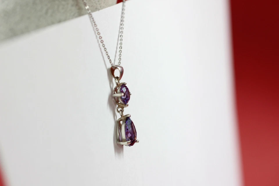 Ciondolo Violetta Zirconia Cubica 925 Argento Diamante Americano Stock Speciale - Immagine 3 di 4