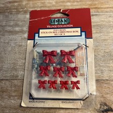 Lemax Village Accessory Poly Resin STICK ON RED CHRISTMAS BOWS - Set of 9 in Pkg