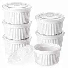 Ramekins with Lids 4 oz Oven Safe Creme brulee Souffle Ramekins with Covers P...