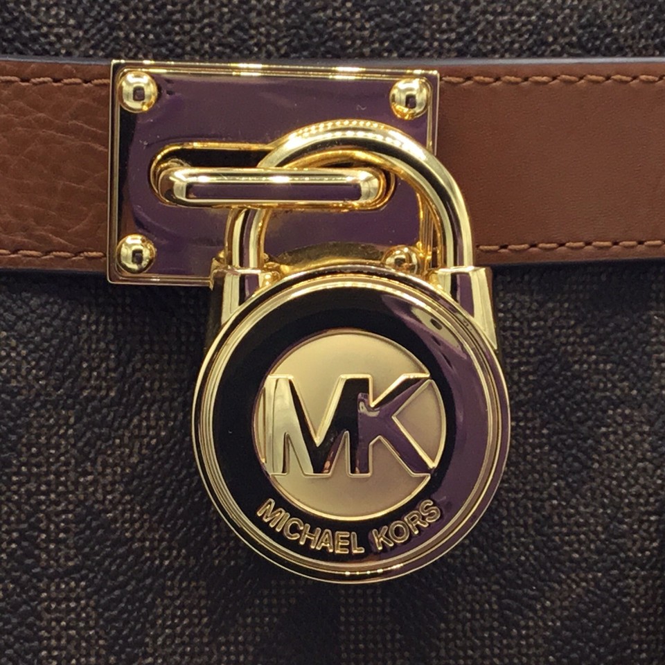 Michael Kors Hamilton Brown Signature Monogram Logo Handbag 30T2GHMT3B ...