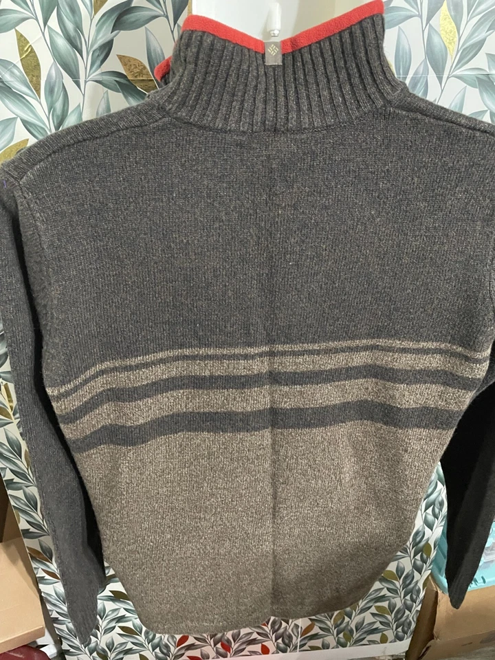 Suéter Columbia Para Hombre XL Gris/Verde Mezcla Lana Pullover Cremallera Foto 4 de 4