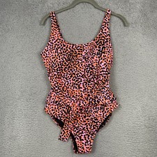 Fabletics Womens Size Med Scoop Tie Back One Piece Swimsuit Orange Safari NWT