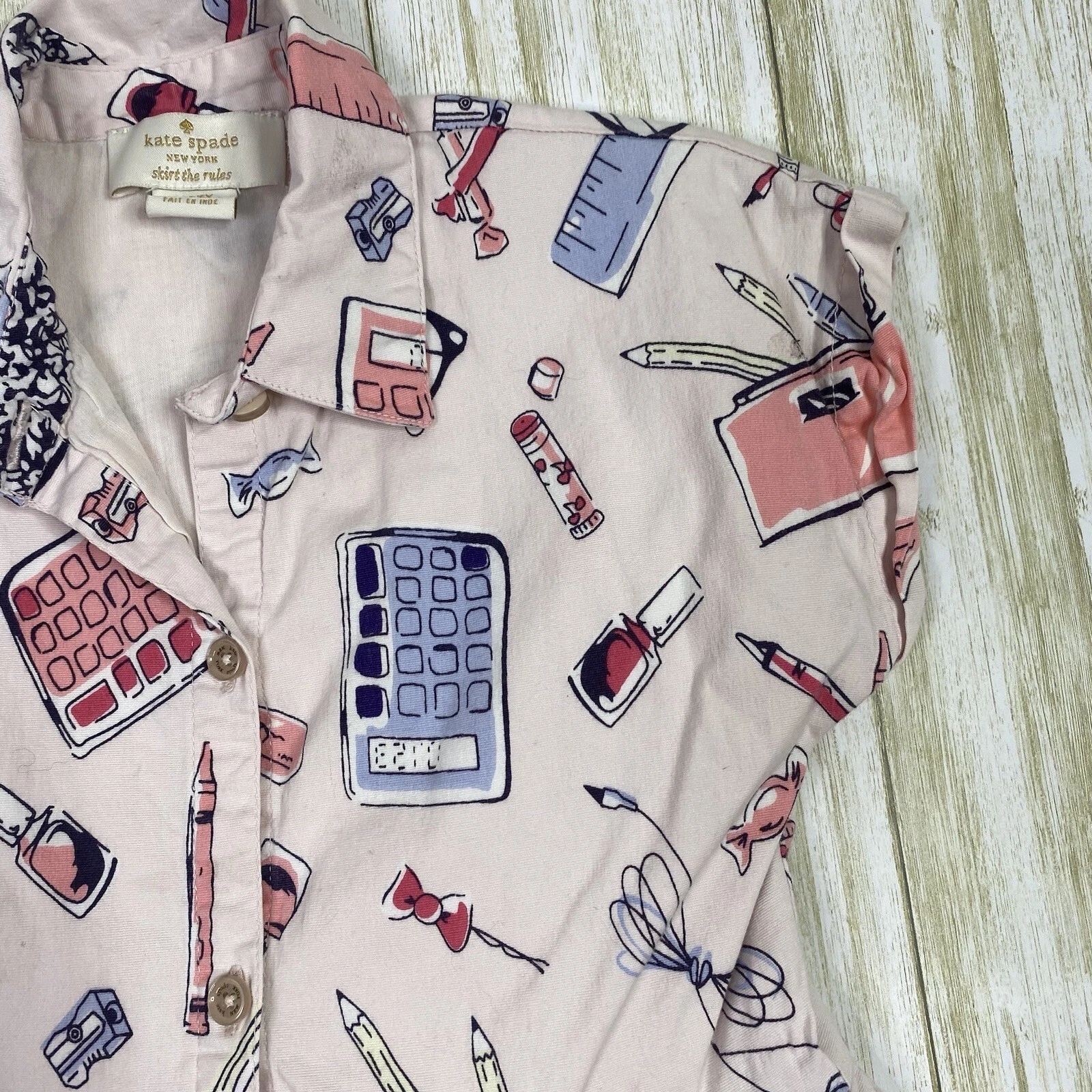 Abito a maniche corte rosa Kate Spade taglia 5 forniture scolastiche con colletto