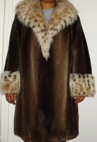 Spotted White Fox & Sheared Beaver Fur Coat Size 10-12 FREE SHIPPING Excell Cond - Afbeelding 1 van 7