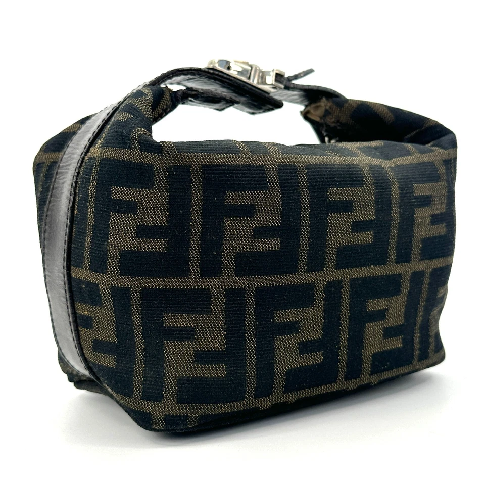 FENDI Zucca Brown Vanity Bag Pouch Nylon Authentic F05-0160 - Image 3 of 4