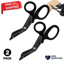 Titanium Bonded Bandage Shears Scissor 7 1/4" Bent Tactical Stealth Black -  2CT