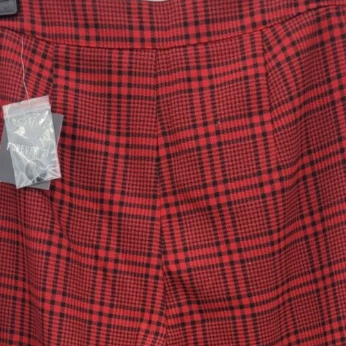 Pantalones Forever 21 para mujer medianos rojos negros pata de gallo cintura alta Academia Boho Foto 4 de 4