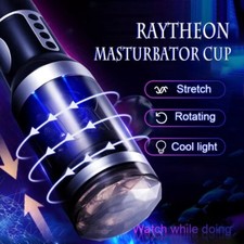 Men Automatic Telescoping Male Masturbator Stroke Rotating Handsfree Lubricants