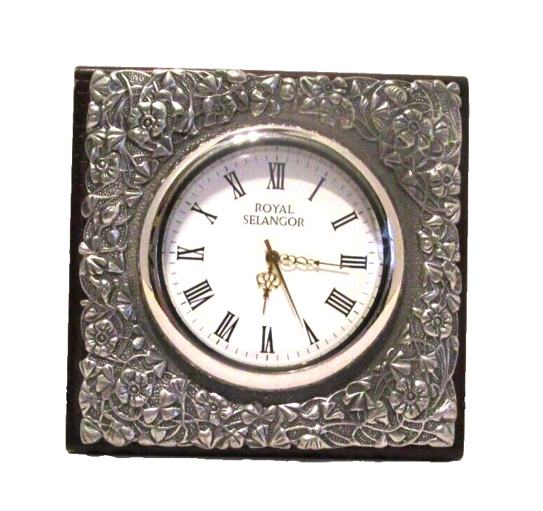 Royal Selangor Celebration Collection Pewter Leaves Table Clock