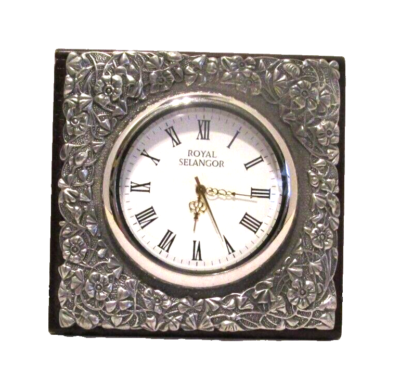 Royal Selangor Celebration Collection Pewter Leaves Table Clock (m