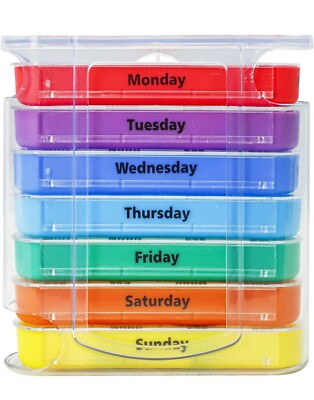 Weekly Pill Organizer for 1 Day 4 Times Supply 7 Days Stackable Pill Dispenser