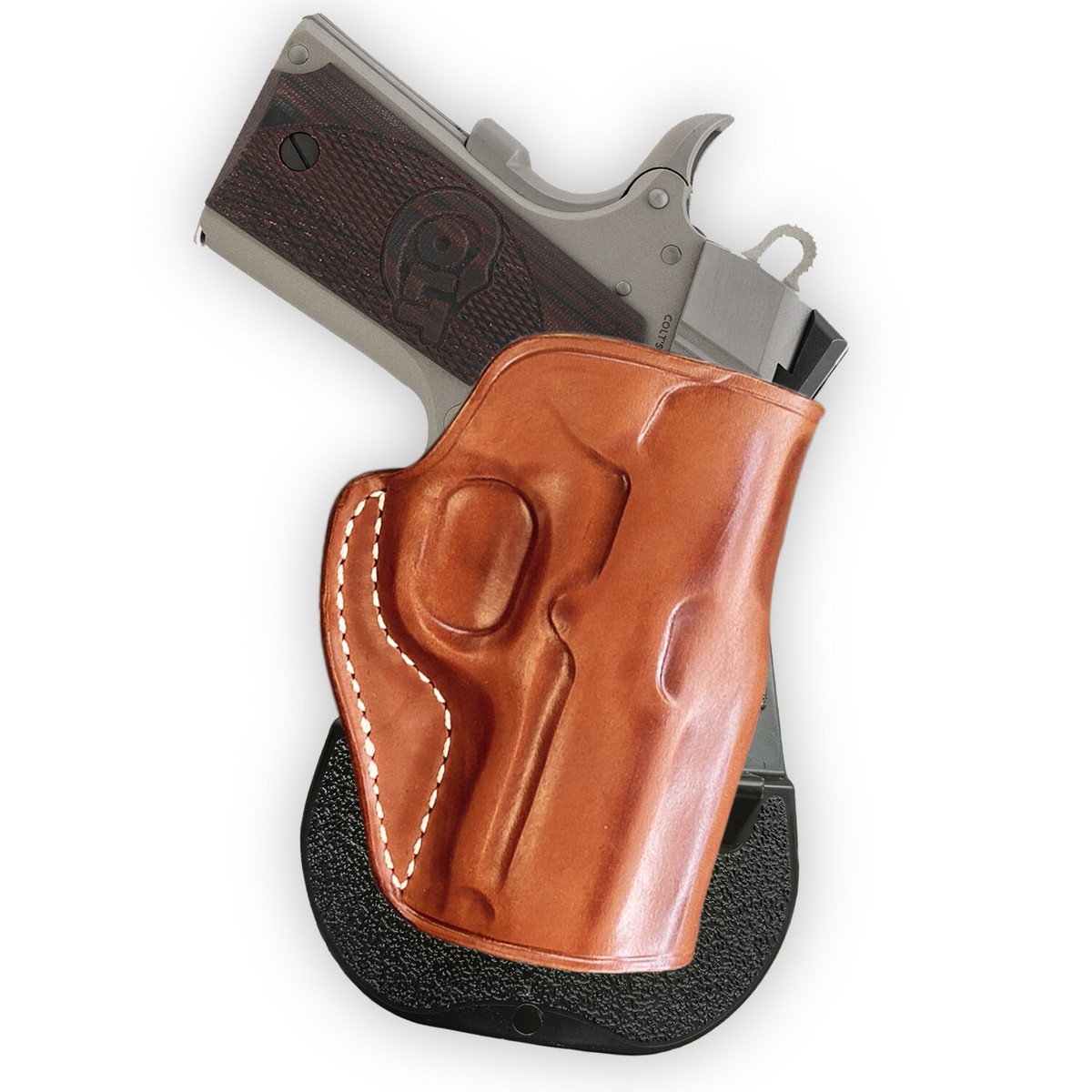 Leather Paddle Holster Fits, Colt 1911 Defender Compact 9mm 3