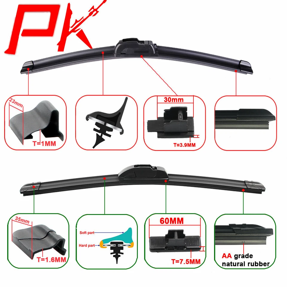 Juego de 2 escobillas limpiaparabrisas U & J para Honda Accord Crosstour 2010-2011 26"+18" Foto 2 de 3