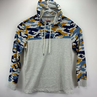 American Rag Mens Camo Blocked Thin Hoodie T-Shirt Gray S