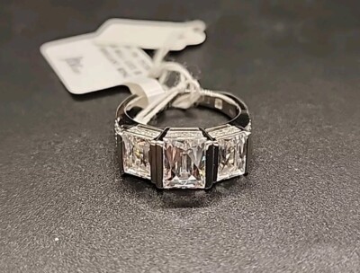Bella Luce Platineve Three stone CZ Ring w/ Sapphire & Topaz accents Sz 8 JTV