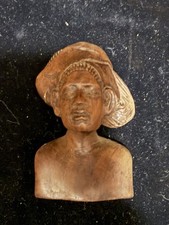 Vintage Small Wooden Bust African Woman Figurine 