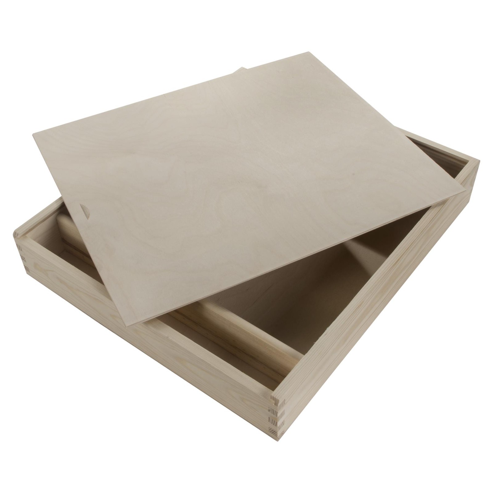 Large Wooden Scrapbook Storage Box 12x12 Sliding Lid Compartments 38.5x33.5x6cm