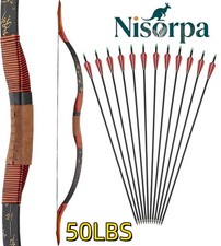 Traditional Recurve Bow 50lbs Mongolian Horse Bow +12pcs Archery Hunting Arrows