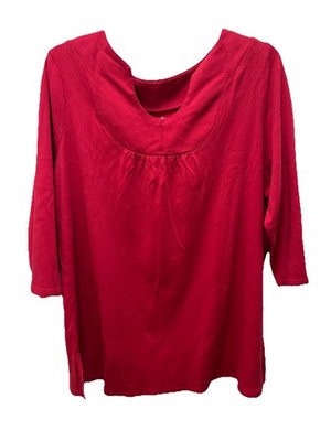 Herman Geist Ladies Top, 3/4 Sleeve Red Shirt Size 3x