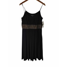 Jones New York Womens 12 Black Flowy Romantic Goth Dress Evening Out Date Night