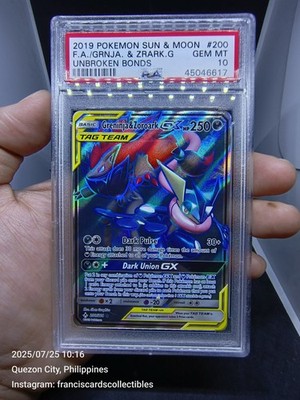 Pokemon Card - PSA 10: GRENINJA & ZOROARK GX #200 - FULL ART (SM