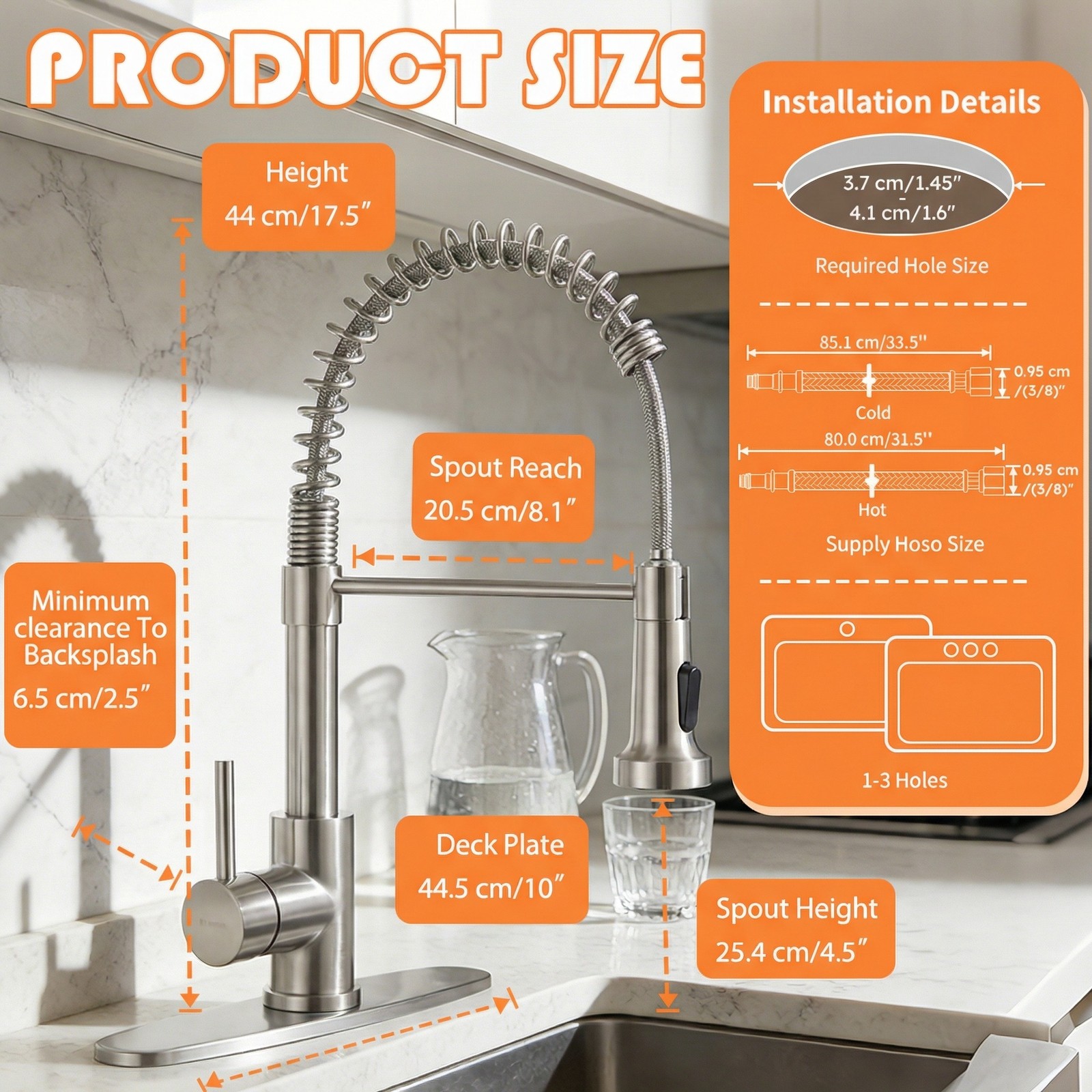 Kitchen Faucet with Soap Dispenser&Deck Plate, Complete Set 