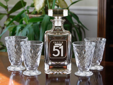 Pastis 51 Etched Decanter & Lyonnais Glass Set
