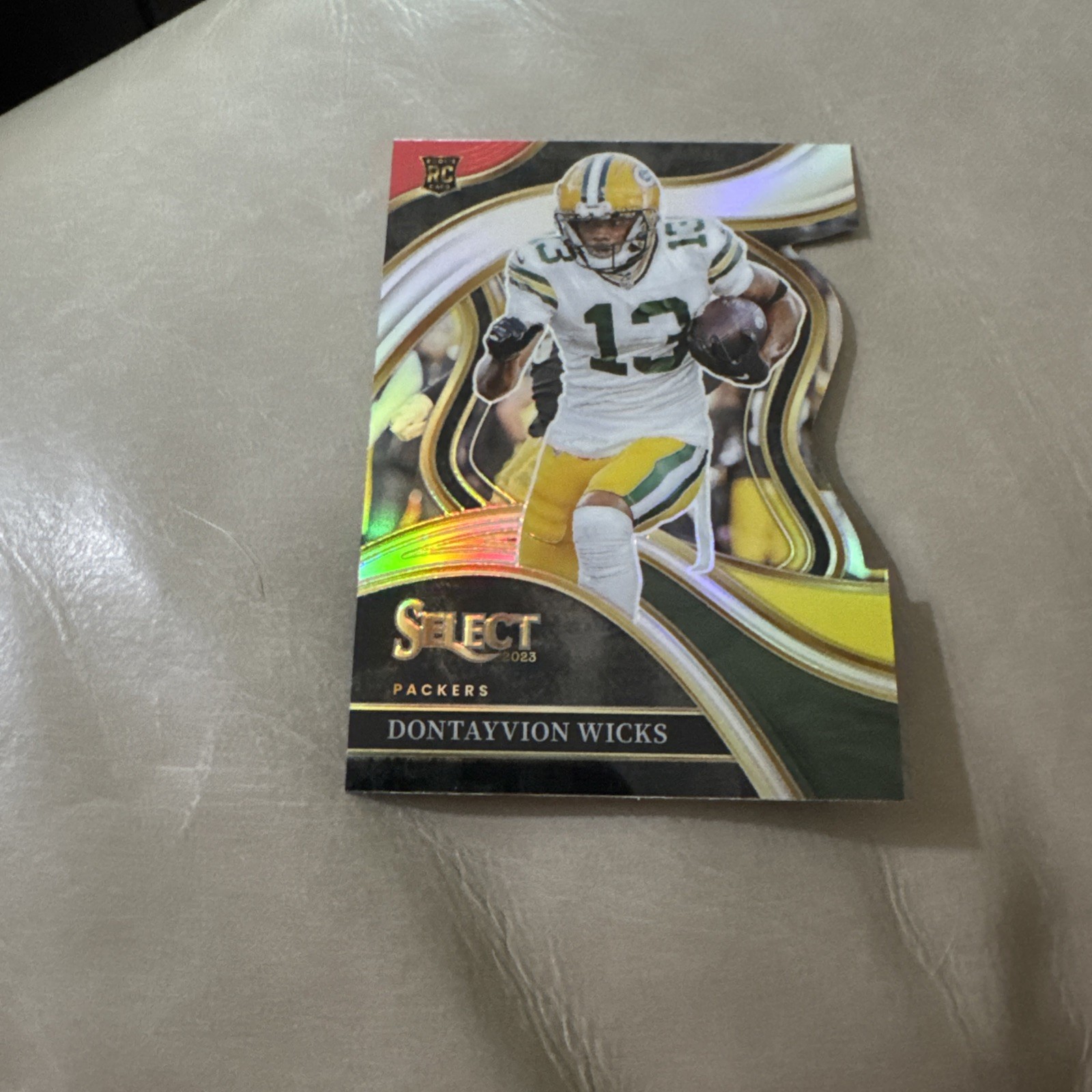 2023 Panini Select Club Level Dontayvion Wicks Red & Yellow Die Cut Prizm RC 