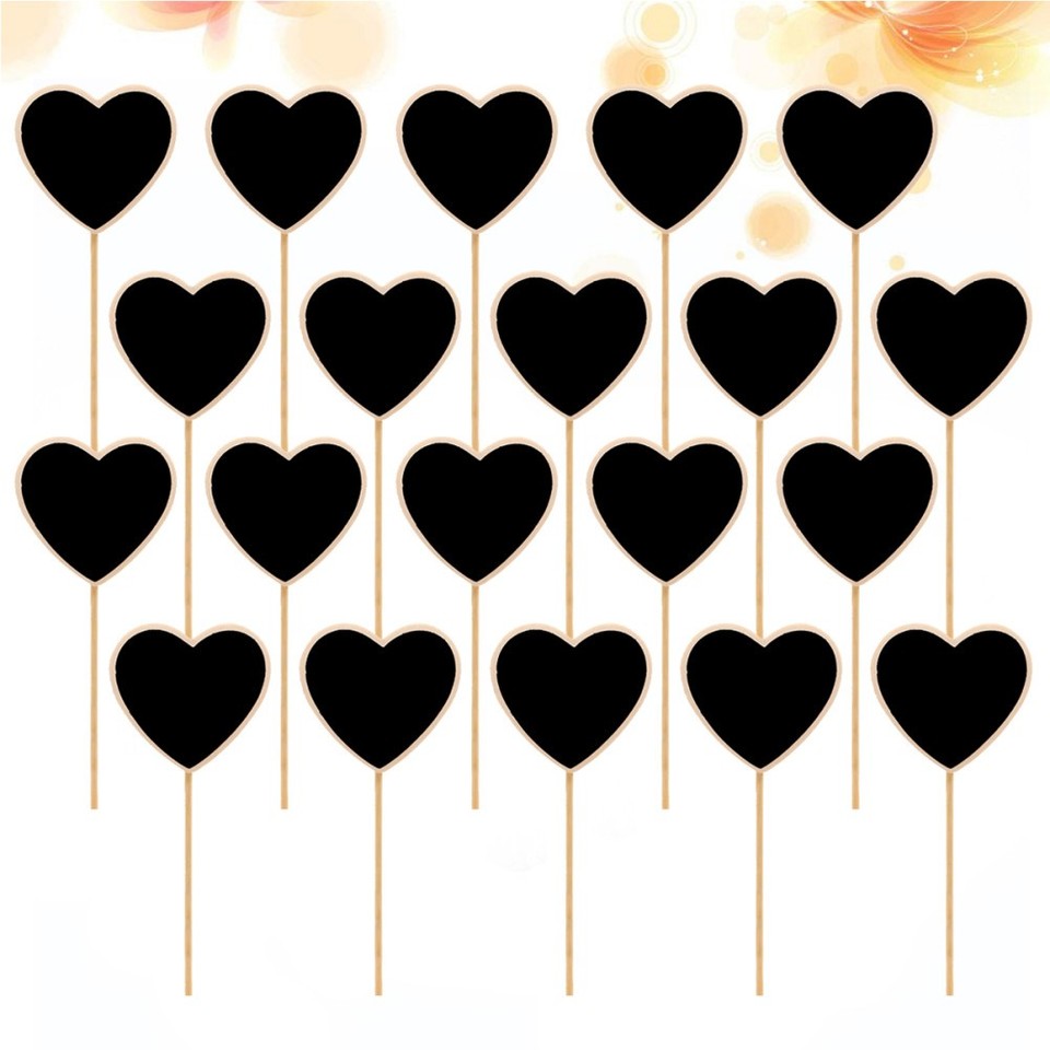 20pcs Heart Shaped Wooden Mini Blackboard Toppers Message Board ...