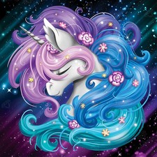 Aurora the Unicorn Diamond Painting Kit, Fun DIY Crafts for Adults, Round Dia...