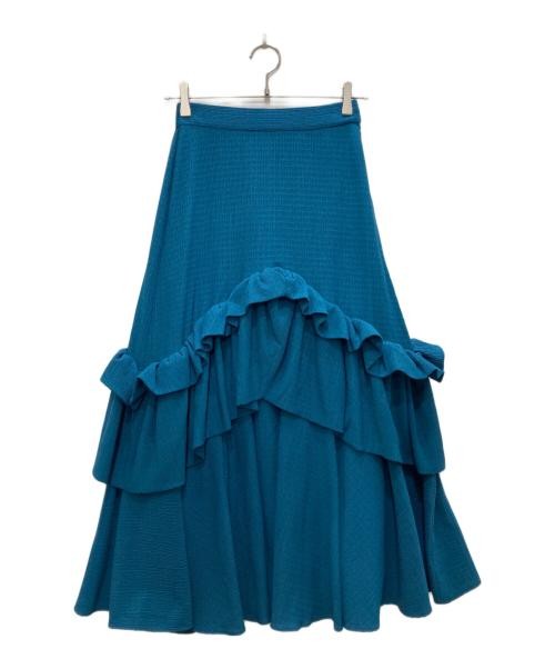 Ameri Crepe Volume Gather Skirt Blue Polyester Us… - image 1