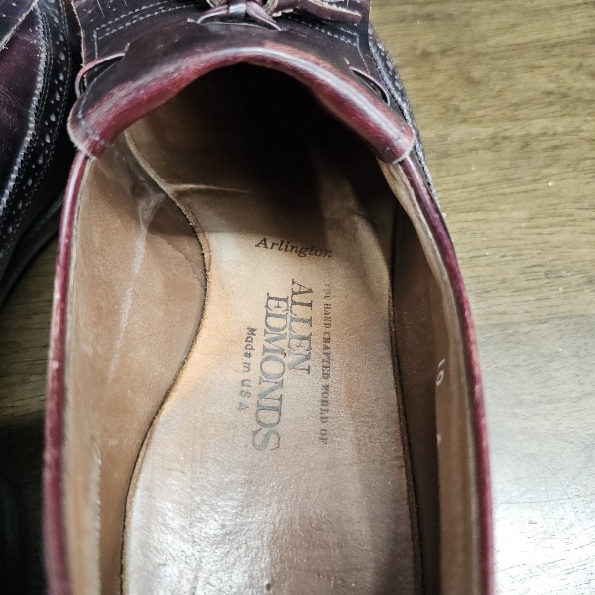 VTG Allen Edmonds Loafers Men 10C Burgundy Leather Arlington Longwing Tassel Allen Edmonds Mens Randtassel Burgundy 10 Medium | B2B  main image 3