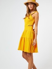 Davi & Dani Plus Size Sunshine Yellow Smocked Tiered Sundress Garden Party Boho