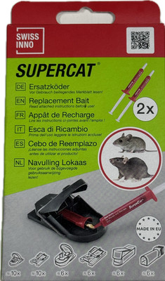 2x Swissinno Köderspritze für Mausefalle SuperCat, Ersatzköder, Naturköder Ratte