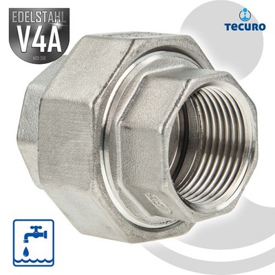 tecuro Verschraubung flach dichtend Edelstahl V4A (AISI 316), IG/IG