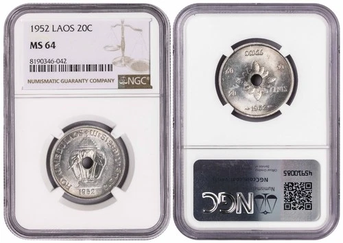 i-650680 Laos 20 Cents 1952. NGC MS 64