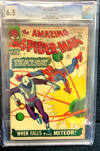 1966 MARVEL COMICS #36 - AMAZING SPIDERMAN - WHEN FALLS THE METEOR -CGC 6.5 GRAD - Picture 3 of 4