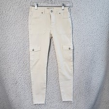 Free People Cargo Pants Womens 26 Ivory Utility Boho Coastal Cowgirl 26x25