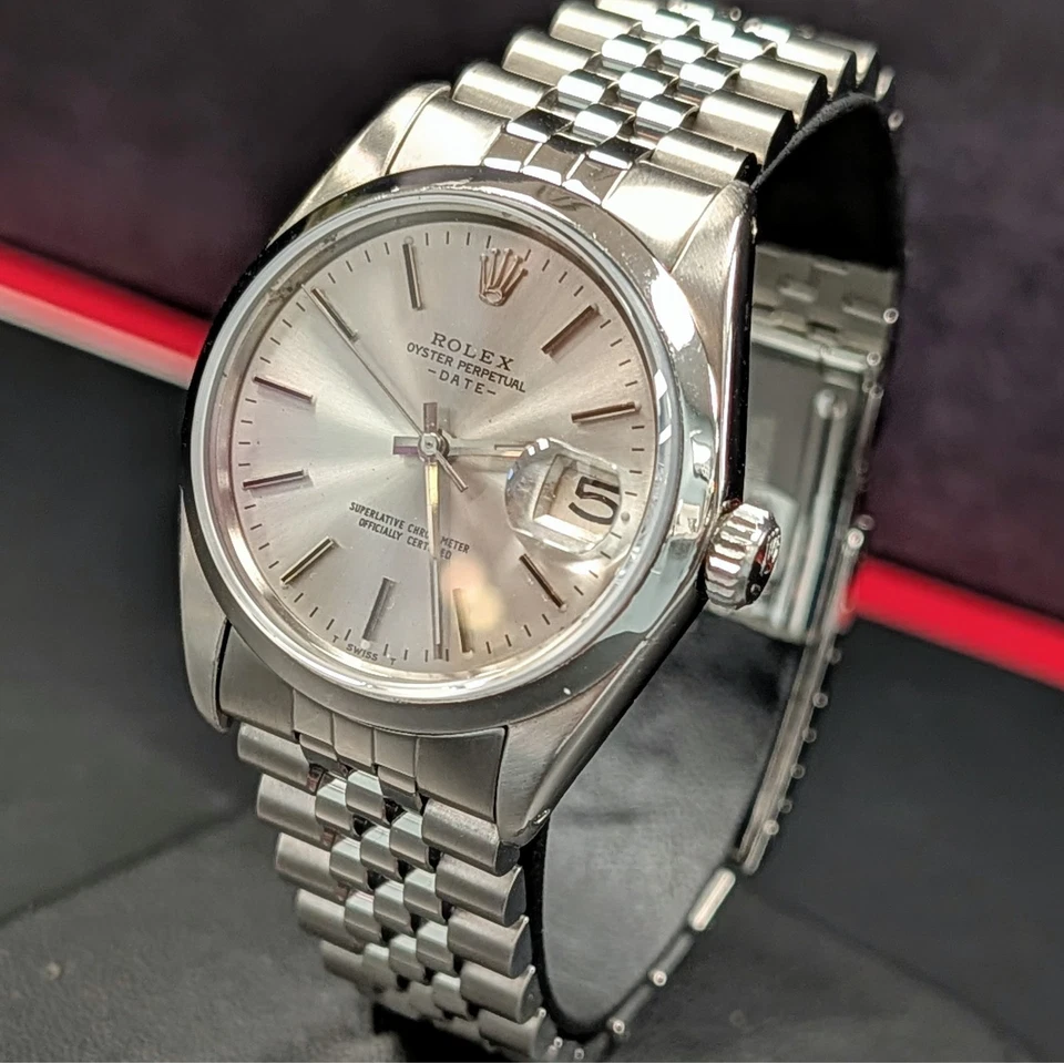 1968 Rolex Date Watch 1500 34mm Cal. 1570 26 Jewels Silver Dial Wristwatch S.S. - Image 2 of 4