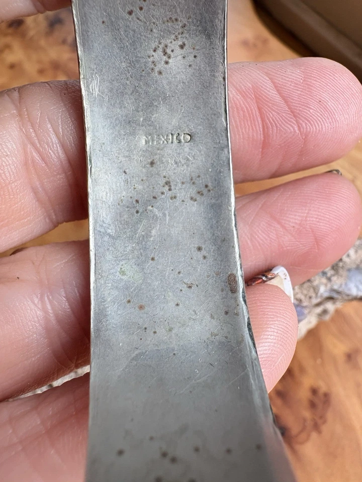 VTG Cuff Bracelet Mother of Pearl Daisy Mexican Silver Abalone Inlay - Image 2 of 4